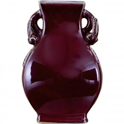 Home Dcor Antique Reproductions - A509-6X4.5X8.5 POMEGANATE VASE - Oxblood RED 2pc