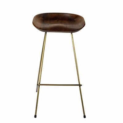 Angora Polite Bar Chair, Mid Century Modern Style, 100% Real Black Walnut Wood for Bar & Entertainment, Living Room, Kitchen, Counter Height Bar Stools, Bar Stools for Kitchen Island