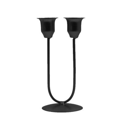 Candle Holders 2 Arm Holder Metal Candelabra Candlestick Wedding Dining Table Decoration Drop Shipping Candlestick Holders (Color : Black, Size : Big u)