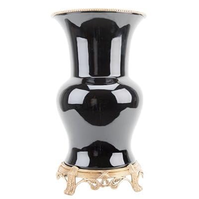 Home Dcor Antique Reproductions - Porcelain Vase with Bronze Ormolu - Ebony Dimension: 11x11x19 Pattern: Ebony