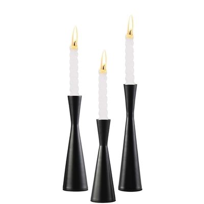 Candle Holders Iron Small Barbarian Candle Holder Tapered Living Room Crafts Decorative Candlelight Dinner Atmosphere Ornaments Candlestick Holders (Color : Black)