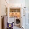 Halloween Laundry Baskets Witch with Broom Yellow Moon,Collapsible Waterproof Laundry Hamper Dirty Clothes Basket with Handle,Storage Bag for Bathroom/Bedrooom Plaid Scary House view 3