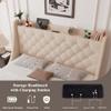 Feonase Upholstered Queen Bed Frame with 4 Storage Drawers, Charging Station and Tufted Wingback Storage Headboard, No Box Spring Needed, Easy Assembly, Beige view 4