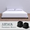 Ecally 12 Pack 4 Inch Square Furniture Risers Adjustable Bed Risers Heavy Duty Bed Lifters Bed Raising Blocks Black Bed Stilts Bed Elevators for Mattress Table Leg Desk Chair Couch Sofa Dorm view 3