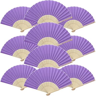 40pcs Custom Silk Fabric Bamboo Hand Fans Bulk, Personalized Folding Fans Wedding Party Favors for Women, Destination Wedding Gifts for Guests, Vintage Fans, Bridal Shower Birthday Gifts, Purple