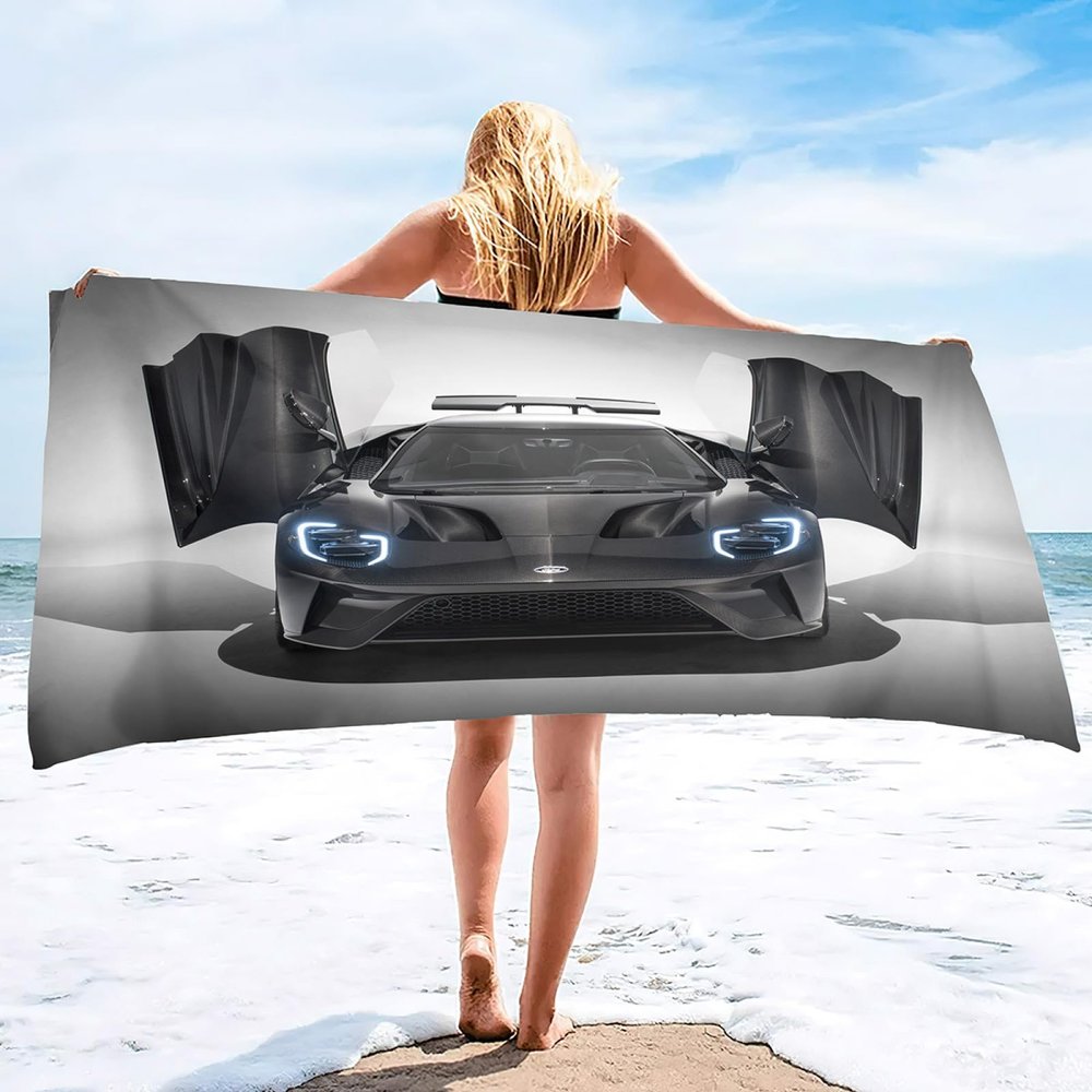 ISILA Sports car Pattern Pool Towel, Microfiber Beach Towel Oversized, Absorbent sandless Lightweight Beach Towel for Beach Bath Yoga