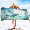 ISILA Dolphin beach towel, lightweight microfiber pool bath travel towel, super soft fast drying sand-free beach towel dolphin view 3