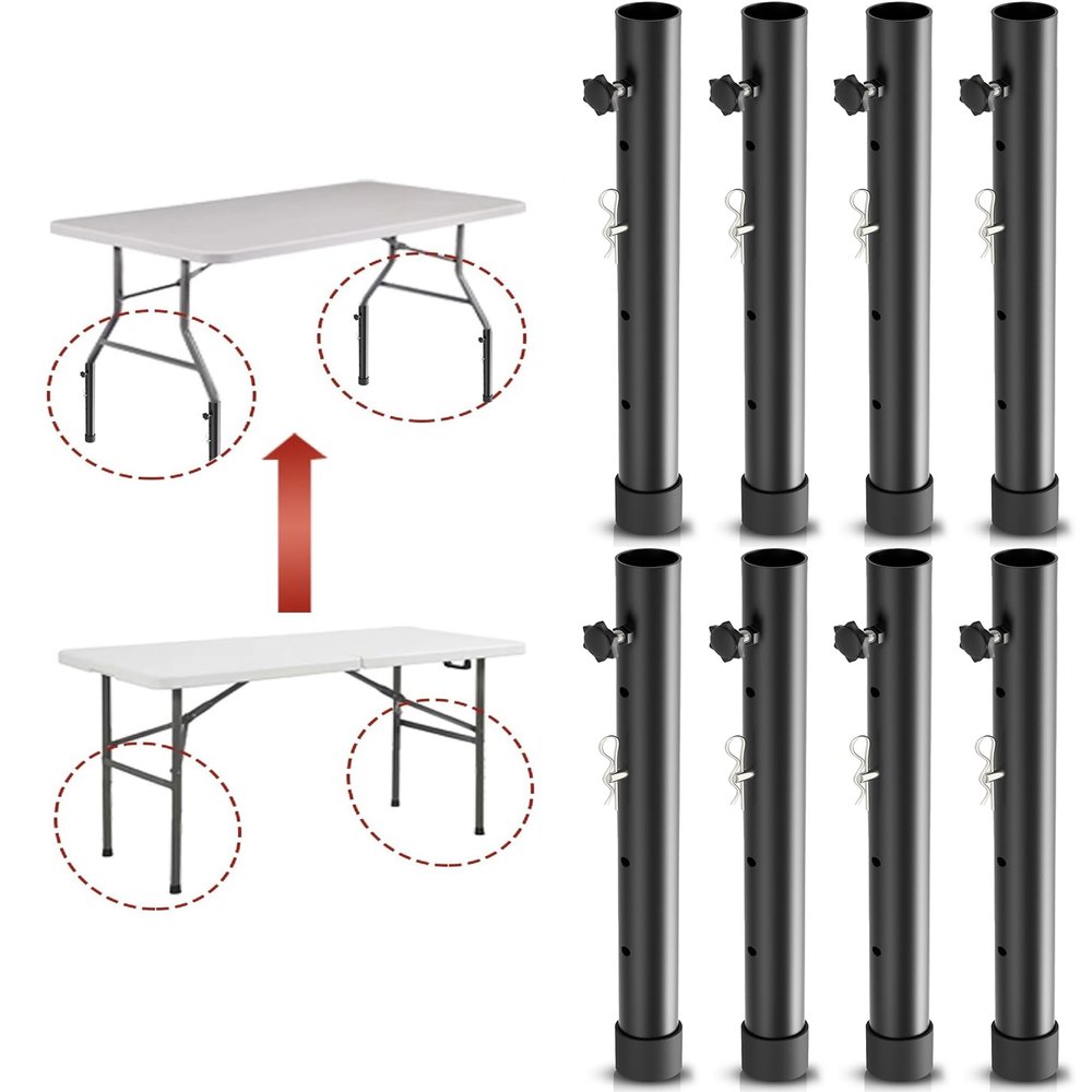 Herbert-fty 8-Pack Folding Table risers, Dural Folding Table Leg Extensions 4 Levels/Heights Table Leg Extenders 3.6in | 6.77in | 10in | 13in-All for Treating Your Back Pain