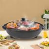 Hot Pot with Grill 2 in 1, Portable Multifunctional Smokeless Barbecue Grill, Indoor Electric Hotpot Grill Combo, Capacity for 3-5 People, Non-stick Black 110v view 4