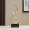 AOPPLSOT Modern Abstract Deco Sculpture, Ocean Waves Craft Decoration Living Room Statues, for Bedroom Table Decoration Office Flat Sculptures Deco, Resin,G Yellow view 3