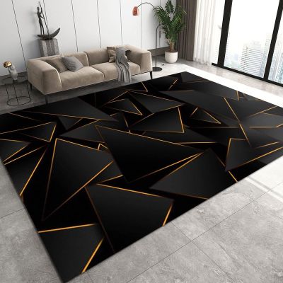 RITADI Modern European Style Black Gold Irregular Area Rug, Indoor Non-Slip Kids Rugs for Room Sofa Living Room Mat Bedroom Home Decor Floor Mats,3 x 4ft