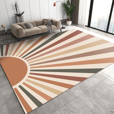 Modern Mid-Century Rainbow Sun Area Rugs, Nordic Boho Colorful Geometric Indoor Non-Slip Kids Rug, for Room Sofa Living Room Mat Bedroom Home Decor Floor Mats,5 x 6ft