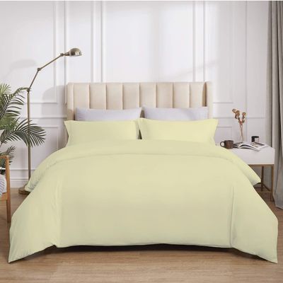 The OutNeT Ivory Solid Duvet Cover Set Oversized King 132x120 Egyptian Cotton Luxury Soft & Breathable Comforter Cover with Hidden Zipper Closer & Corner Ties Durable and Fade Resistant