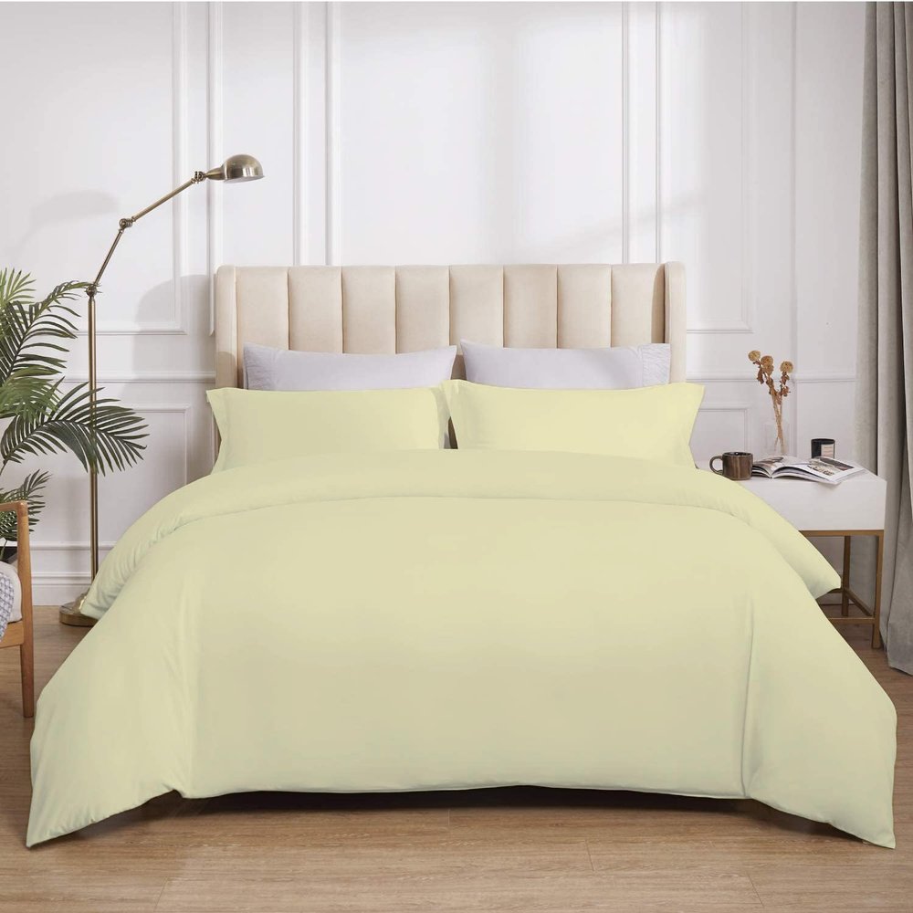 The OutNeT Ivory Solid Duvet Cover Set Oversized King 132x120 Egyptian Cotton Luxury Soft & Breathable Comforter Cover with Hidden Zipper Closer & Corner Ties Durable and Fade Resistant