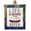 Castle Fairy River Life Throws Blanket,River Boating Paddle Oars Print Sherpa Blanket for Girls Teens, Lake Art Scenery Oil Painting Microfiber Fleece Blanket Room Decor, Throw Size (50 x 60 Inch) view 1