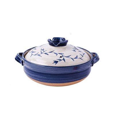 Traditional Japanese Clay Casserole Pot, Family Hot Pot, Round Insulation Ceramic Casserole, Stockpot for Steaming Simmering Slow Stewing Cooking Pot-1.6L