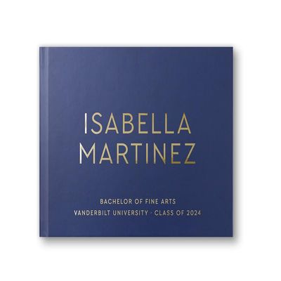 Graduation Day Book for College Graduating Students, Photo Album for Friends Family Classmates - Navy Gold (10x8)