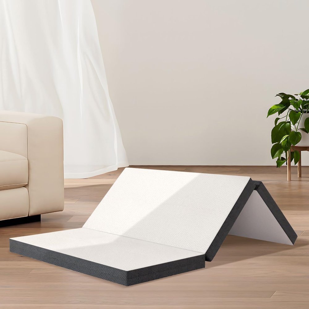 4 Inch Queen Foldable Mattress, Trifold Mattress with CertiPUR-US Certified, Folding Mattress with Breathable & Washable Cover, Foldable Mattress for Camping, Guest, Floor RV - 78" x 58" x 4"(Queen