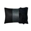 The HomeCentric Decorative Black Pack of 2,12"x22" (30x55 cm) Oblong Sofa Pillow Case, Faux Leather & Suede Feather, Textured, Patchwork Bed Lumbar Pillow Abstract Halloween Decorations - Wicked Black view 1