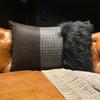 The HomeCentric Decorative Black Pack of 2,12"x22" (30x55 cm) Oblong Sofa Pillow Case, Faux Leather & Suede Feather, Textured, Patchwork Bed Lumbar Pillow Abstract Halloween Decorations - Wicked Black view 4