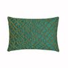 The HomeCentric Decorative Teal Blue Pack of 2, 12"x24" (30x60 cm) Lumbar Pillow Cover, Silk Beaded Oblong Pillow, Geometric Pattern Modern Style - Narin view 1