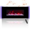 42 Inch Electric Fireplace with Music Speakers Ultra-Thin Wall Mounted Linear Fireplace Adjustable 8 Flame Colors Low Noise, Control by Button and Remote, 8h Timer (No-Recessed) view 1