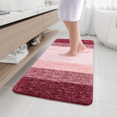 Arotive Microfiber Bathroom Rugs, Shaggy Soft and Absorbent Bath Rug, Non-Slip, Thick Plush Machine Washable Dry Bath Mats for Bathroom, Tub and Shower, 47x24, Burgundy, Rectangular