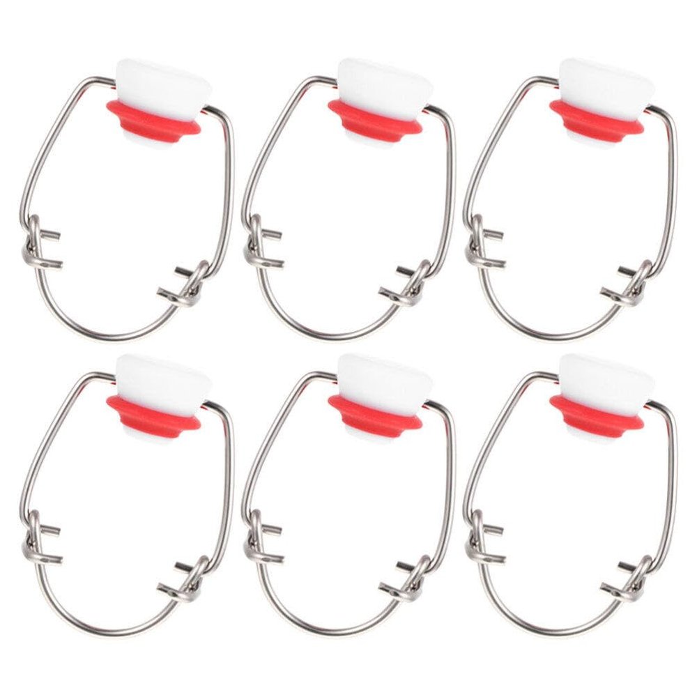 White Fake Beards 6pcs Swing Top Glass Bottle Caps Flip Top Beer Bottle Cap Airtight Replacement Caps with Seal Washers for Beverages Wine Juice Bottle Swing Cap