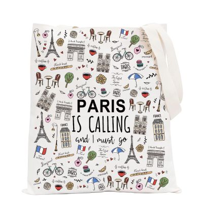 POFULL Paris Themed Gifts Paris Is Calling And I Must Go Tote Bag Paris Lover Gift (Paris Is Calling Tote Bag)