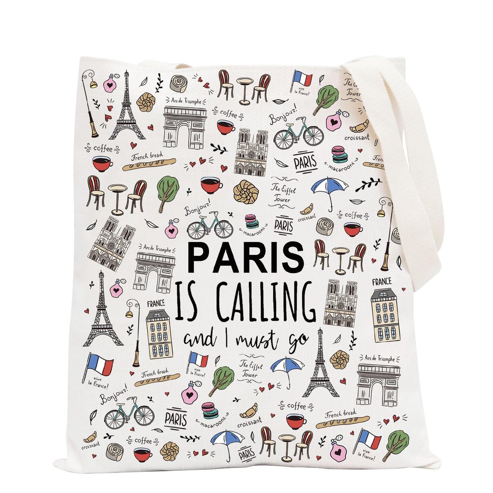 POFULL Paris Themed Gifts Paris Is Calling And I Must Go Tote Bag Paris Lover Gift (Paris Is Calling Tote Bag)
