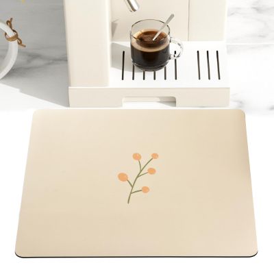 Cream Dish Drying Mat 16''x19'', Absorbent Anti Spill Bar Mat for Kitchen Counter, Fits Under Coffee Maker & Espresso Machine