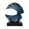 Modern Abstract Sculpture Shell Sculptures,Gold Feng Shui Statue Spiral from Resin 28 cm high Represents Good Luck of Career and Wealth, Abstract Art Resin Statue Ginkgo Leaf Sculpture ( Color : Blue view 1