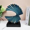 Modern Abstract Sculpture Shell Sculptures,Gold Feng Shui Statue Spiral from Resin 28 cm high Represents Good Luck of Career and Wealth, Abstract Art Resin Statue Ginkgo Leaf Sculpture ( Color : Blue view 2