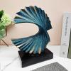 Modern Abstract Sculpture Shell Sculptures,Gold Feng Shui Statue Spiral from Resin 28 cm high Represents Good Luck of Career and Wealth, Abstract Art Resin Statue Ginkgo Leaf Sculpture ( Color : Blue view 3