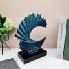 Modern Abstract Sculpture Shell Sculptures,Gold Feng Shui Statue Spiral from Resin 28 cm high Represents Good Luck of Career and Wealth, Abstract Art Resin Statue Ginkgo Leaf Sculpture ( Color : Blue view 4