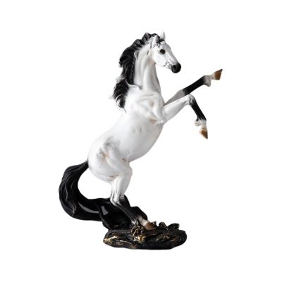 Horse Statue Resin Statue Standing Horse Resin Statue for Home Decor Animal Ornament Sculpture Resin Statue Braided Horse with Meaning of Success for Desk Decor (Color : White)