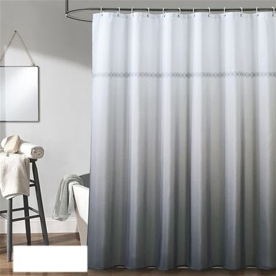 Liveinu Shower Curtain, Gradient Polyester Fabric Shower Curtain Set with Hooks, Rustic Waterproof Morocco Printed Bathroom Shower Curtain Sets, Grey White60x72