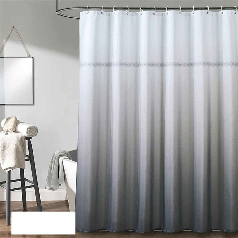 Liveinu Shower Curtain, Gradient Polyester Fabric Shower Curtain Set with Hooks, Rustic Waterproof Morocco Printed Bathroom Shower Curtain Sets, Grey White60x72