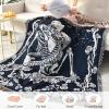 Shesyuki Boho Throw Blanket Reversible Cotton Bohemian Tapestry Hippie Room Decor Double Sided (Boho Skeleton Lover Moon Blue 50"x60") view 4