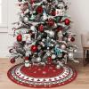 Christmas Tree Skirt 48 Inches, Red and Green Xmas Tree Mat with Winter Snowflake for Christmas Decorations Holiday Party Indoor Outdoor Home Decor (Red and Green) view 4