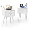 KOMFOTT 2-Drawer Nightstand Set of 2, Mid-Century Modern Bed Side Table with Storage, Multipurpose End Table Side Table with Rubber Wood Legs for Bedroom Living Room, Easy Assembly view 1