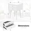 KOMFOTT 2-Drawer Nightstand Set of 2, Mid-Century Modern Bed Side Table with Storage, Multipurpose End Table Side Table with Rubber Wood Legs for Bedroom Living Room, Easy Assembly view 3