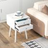 KOMFOTT 2-Drawer Nightstand Set of 2, Mid-Century Modern Bed Side Table with Storage, Multipurpose End Table Side Table with Rubber Wood Legs for Bedroom Living Room, Easy Assembly view 4