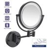 GALSOR 8 Inch Wall Mounted Vanity Makeup Mirror with LED Lighted,Two-Sided 10X Magnification Mirror for Bathroom/Bedroom/Hotel, Matte Black, Plug Powered view 2