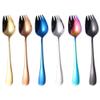 Stainless Steel 2 in 1 Sporks 6.5inch Salad Forks Dessert Spoons Long Handle Spork Dinner Spoons Fruit Appetizer Dessert Forks(Gold) view 4