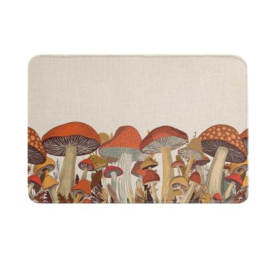 Forest Mushroom Kitchen Bath Shower Door Welcome Mat for Bedroom/Living/Laundry Room,Washable Bathroom Bathtub Runner Rug,Indoor Outdoor Doormat,Cartoon Magic Wonder-Land Vintage Fairy Leaves 20"x32"
