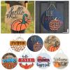 Halloween Welcome Sign for Front Door, Hello Fall Pumpkin Truck Halloween Wreaths Round Wooden Door Sign Hanging Welcome Porch Wall Sign Housewarming Gift for Farmhouse Kitchen Entryway Porch(nai7) view 3