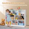 HOMGX Kids Montessori Shelf, 8-Cube Wooden Toy Storage Organizer, 3 Tier Open Kids Bookshelf for Classroom, Bedroom & Playroom, White view 3