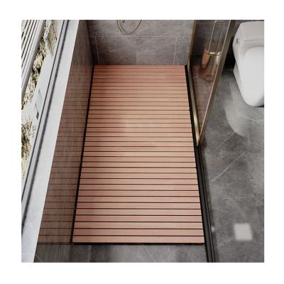 SUNMME Bamboo Wood Bath Mat, Sturdy Shower Mat,Wooden Bamboo Bath Shower Mat,Non-Slip Waterproof Large Bathroom Floor Mat for Indoor Outdoor,Easy Storage,Outdoor Shower Mat,60x80cm/24x31in