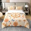 100% Cotton Groovy Party Decorations Duvet Cover Full for Girls Women Peace Sign Decor Bedding Set Hippie Butterfly Comforter Cover Cute Kawaii Florals Soft Breathable Bed Sets Honey Bee Gifts view 1